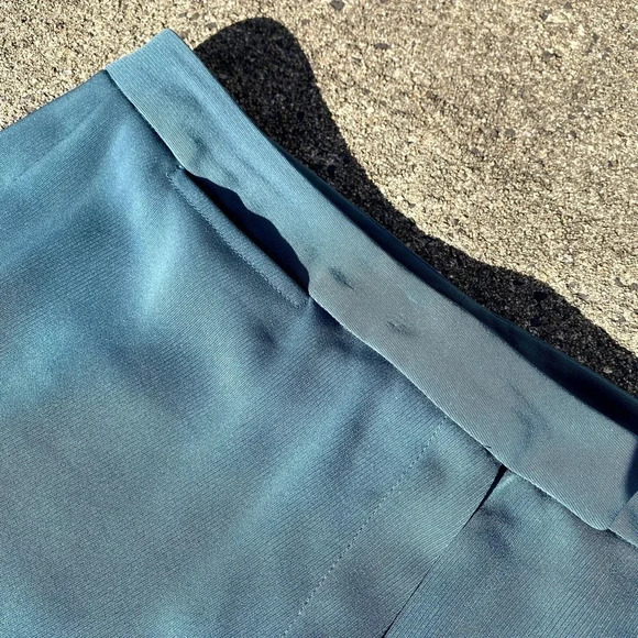 Vintage 90's Emerald Green Y2K Flowy Lightweight Straight Leg Trousers Pants - Picture 4 of 8